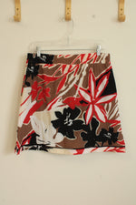 NEW Chico's Red Brown and Tan Printed Skort | 1
