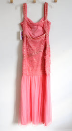 NEW Hailey Logan By Adrianna Papell Peach Pink Sequined Mermaid Style Formal Dress | 9/10