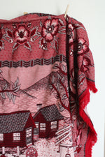 Boy Fishing Red Tapestry Blanket | 82X69"