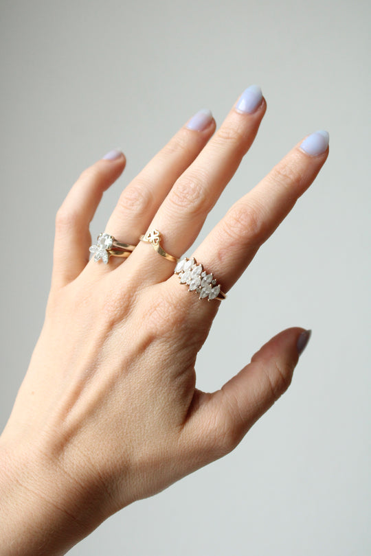 14K Yellow Gold Marquise Clear Stone Ring | Size 8