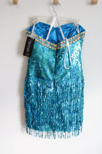 NEW Hannah S. Turquoise Sequin Fringe Strapless Mini Dress | 6