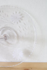 Etched Floral Glass Handled Serving Dish | 11"
