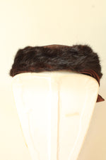 Dece Original Brown Vintage Hat with Satin Crown Fur Trim and Bow