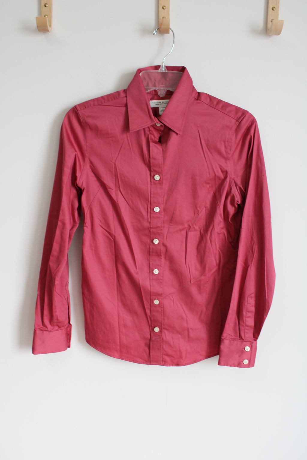 Banana Republic Non-Iron Fitted Stretch Button Down Pink Shirt | 4