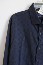 NEW Denim & Flower Navy Blue Poplin Stretch Button Down Shirt | XL