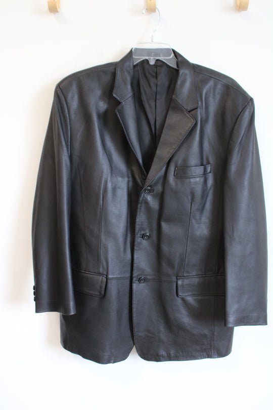 J. Ferrar Black Soft Leather Blazer Jacket | L