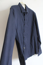 NEW Denim & Flower Navy Blue Poplin Stretch Button Down Shirt | XL