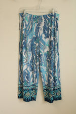 Susan Graver Blue Paisley Stretch Capri Pants | M