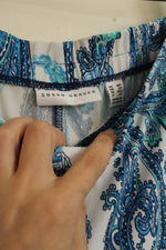 Susan Graver Blue Paisley Stretch Capri Pants | M