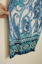 Susan Graver Blue Paisley Stretch Capri Pants | M