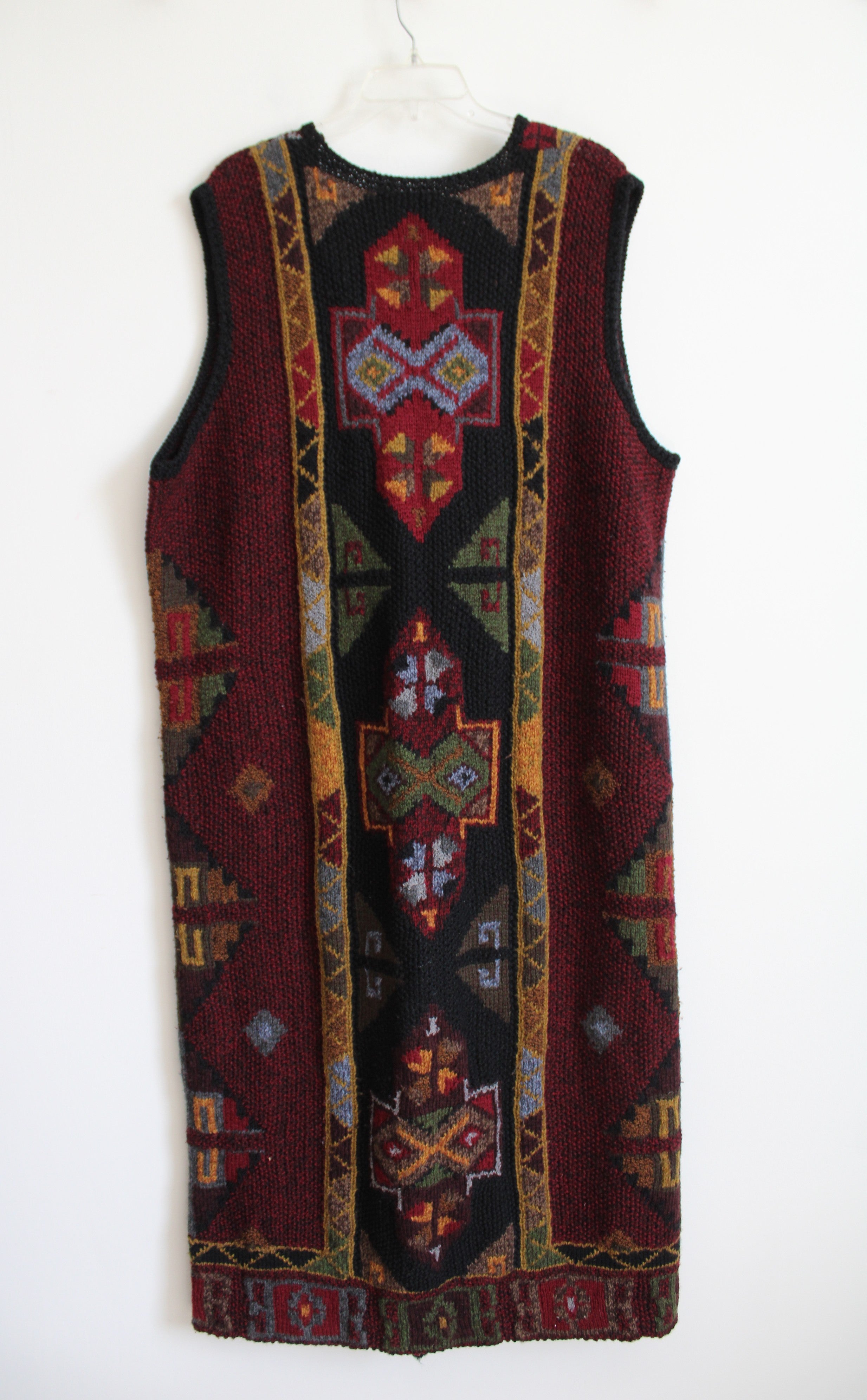 Peruvian Connection Red Wool Duster Sweater Vest | XL