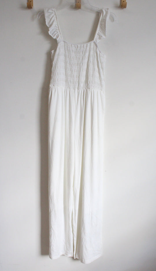 White Smocked Jumpsuit | L