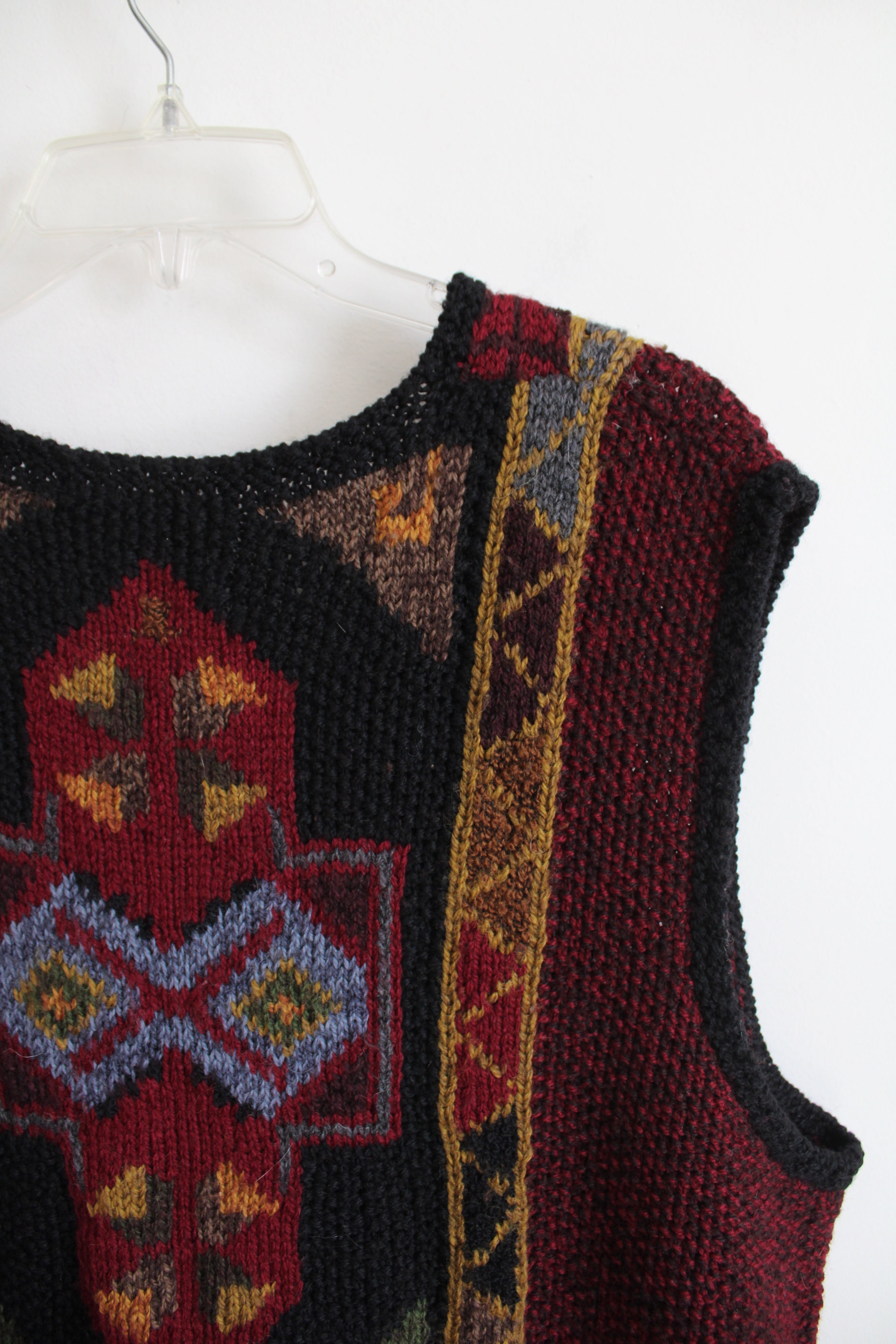 Peruvian Connection Red Wool Duster Sweater Vest | XL