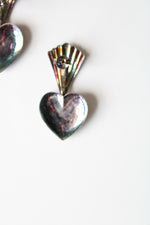 Vintage Dolphin Heart Sterling Silver Stud Dangle Earrings