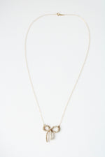 14K Yellow Gold Pave Bow Necklace