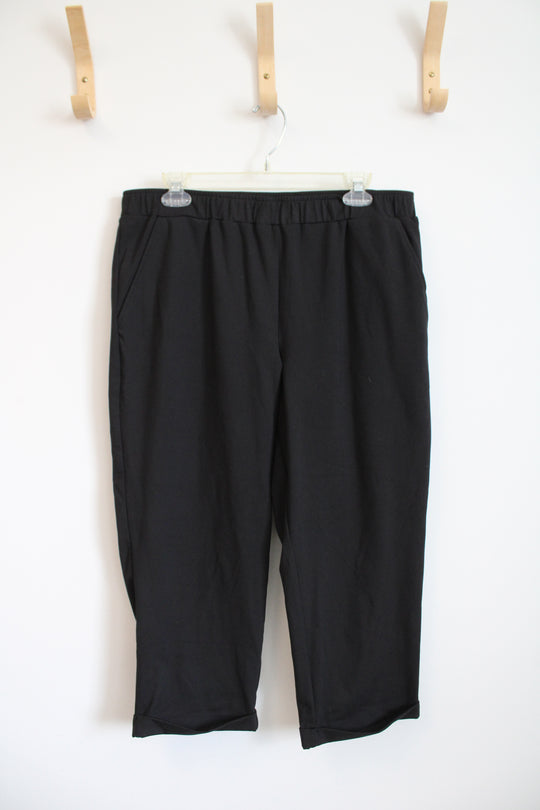 Zac & Rachel Black Elastic Waist Capri Pants | L