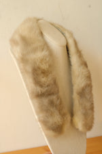 Vintage Light Gray Mink Fur Scarf with Silk Lining and Clasp