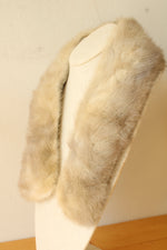 Vintage Light Gray Mink Fur Scarf with Silk Lining and Clasp