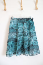 Jaclyn Smith Blue & Black Patterned Skirt | S