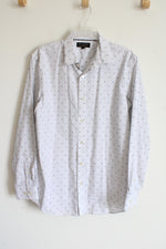 Banana Republic Standard Fit White Patterned Button Down Shirt | M
