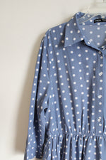 Shein Light Blue Polka Dotted Long Sleeved Dress | XXL