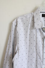 Banana Republic Standard Fit White Patterned Button Down Shirt | M