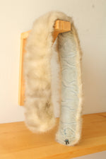 Vintage Light Gray Mink Fur Scarf with Silk Lining and Clasp