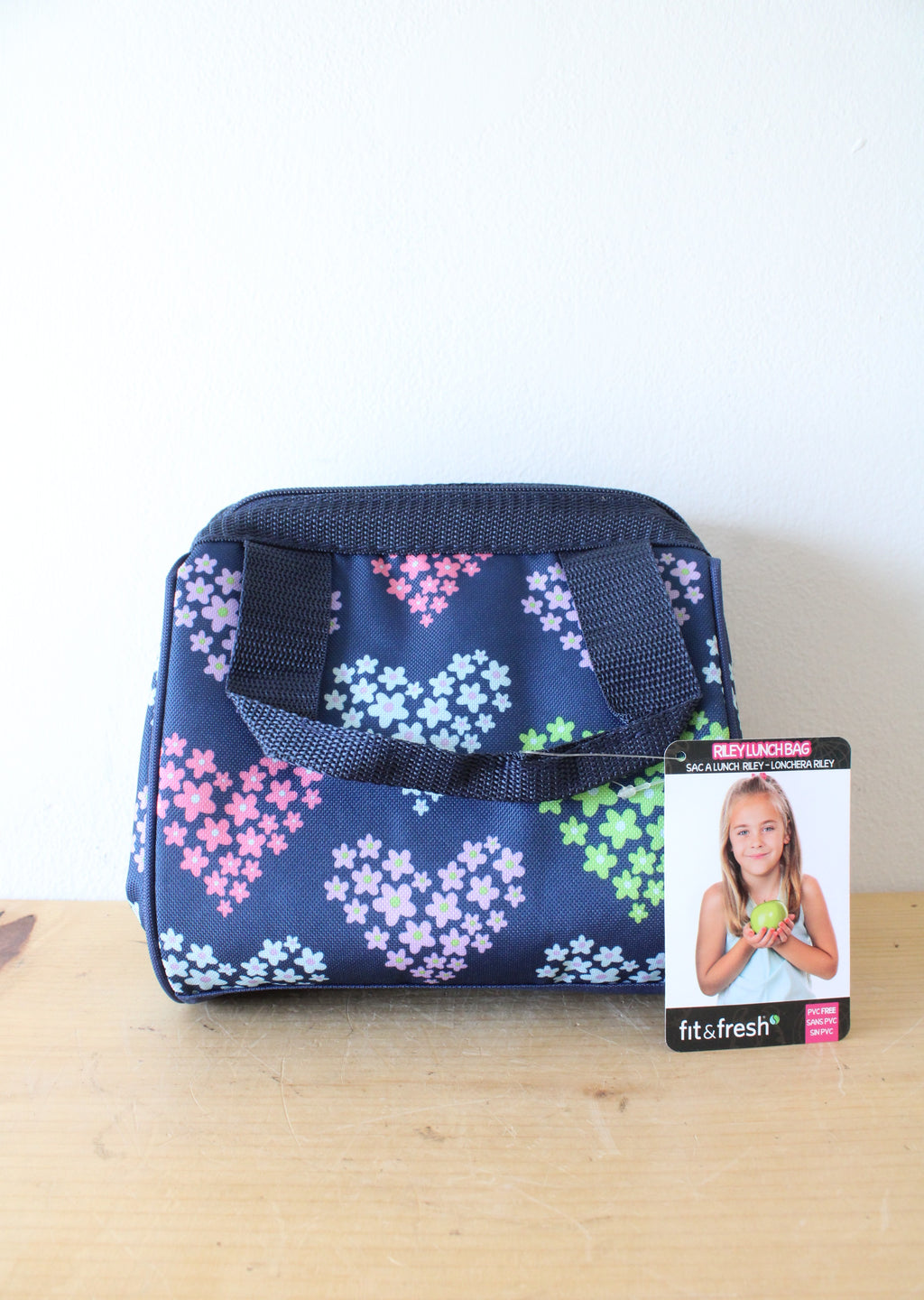 NEW Fresh & Fit Blue Floral Heart Insulated Riley Lunch Bag