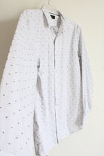 Banana Republic Standard Fit White Patterned Button Down Shirt | M