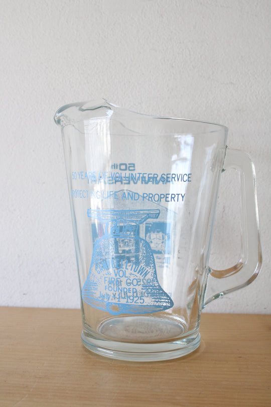 50th Anniversary Campbelltown Volunteer Fire Co. Glass Pitcher