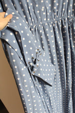 Shein Light Blue Polka Dotted Long Sleeved Dress | XXL