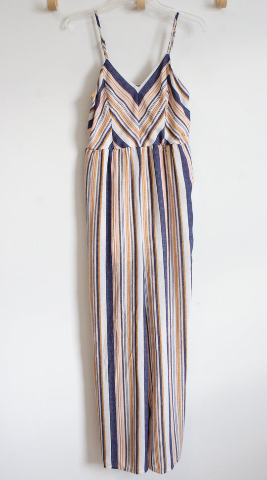 Xhilaration Blue Yellow Striped Jumpsuit | M