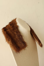 Vintage Brown Mink Fur Collar Wrap or Neck Scarf with Satin Lining and Clasp