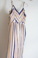 Xhilaration Blue Yellow Striped Jumpsuit | M