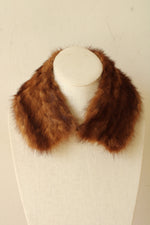Vintage Brown Mink Fur Collar Wrap or Neck Scarf with Satin Lining and Clasp
