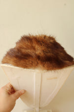 Vintage Brown Mink Fur Collar Wrap or Neck Scarf with Satin Lining and Clasp