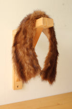 Vintage Brown Mink Fur Collar Wrap or Neck Scarf with Satin Lining and Clasp
