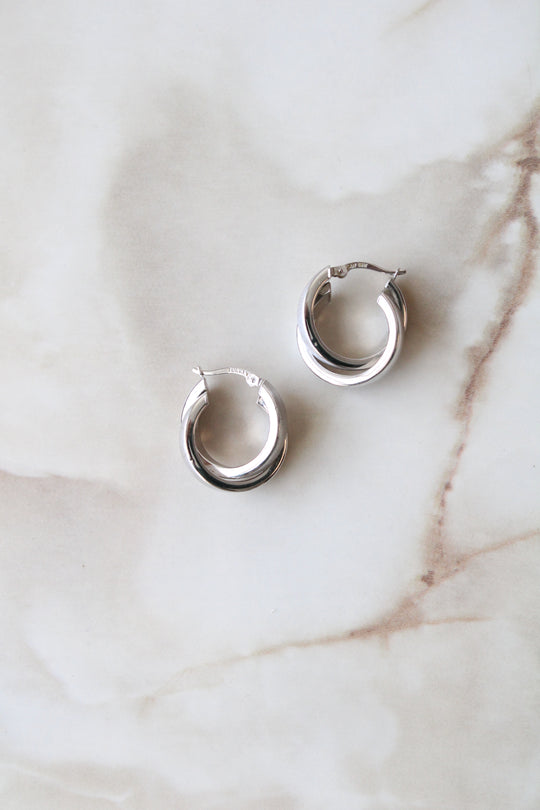 14KT White Gold Twist Hoop Earrings