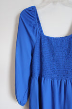 Nannette Cobalt Blue Long Sleeved Chiffon Smocked Dress | 6
