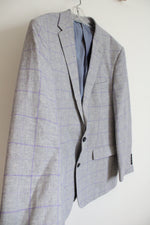 Samuel Windsor Linen Blend Gray Purple Windowpane Blazer | 44R