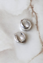 14KT White Gold Twist Hoop Earrings