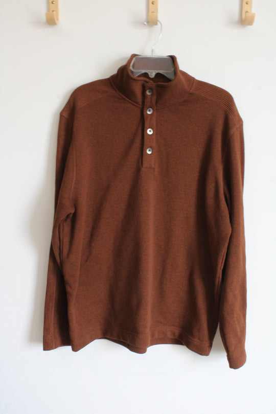 Van Heusen Fleece Lined Brown Pullover Sweatshirt | XL
