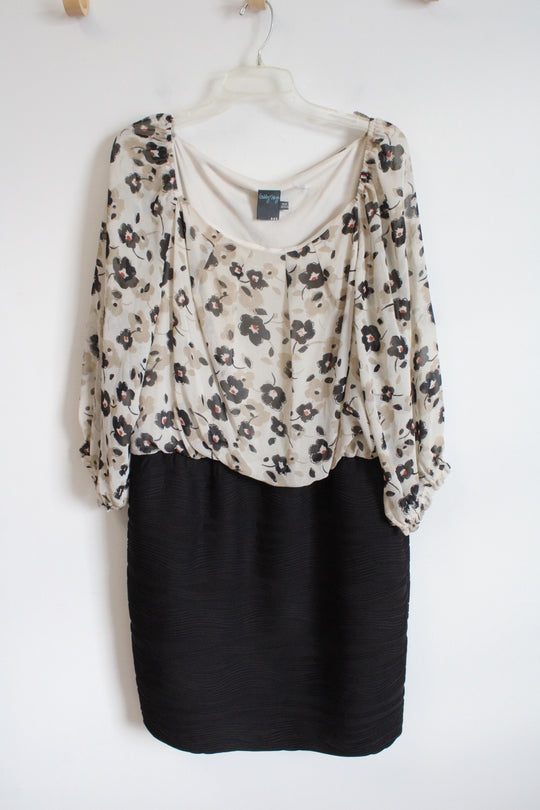 Gabby Skye lack Tan Floral Dress | 18W