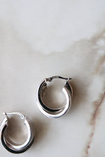 14KT White Gold Twist Hoop Earrings