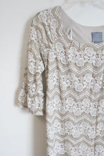 Rabbit Rabbit Rabbit Lace White Tan Dress | 10