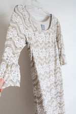 Rabbit Rabbit Rabbit Lace White Tan Dress | 10