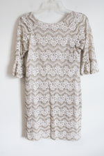 Rabbit Rabbit Rabbit Lace White Tan Dress | 10