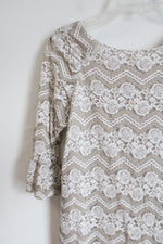 Rabbit Rabbit Rabbit Lace White Tan Dress | 10