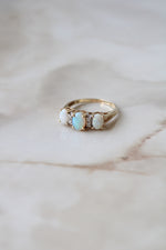 14K Yellow Gold Tri-Stone Opal Ring | Size 9