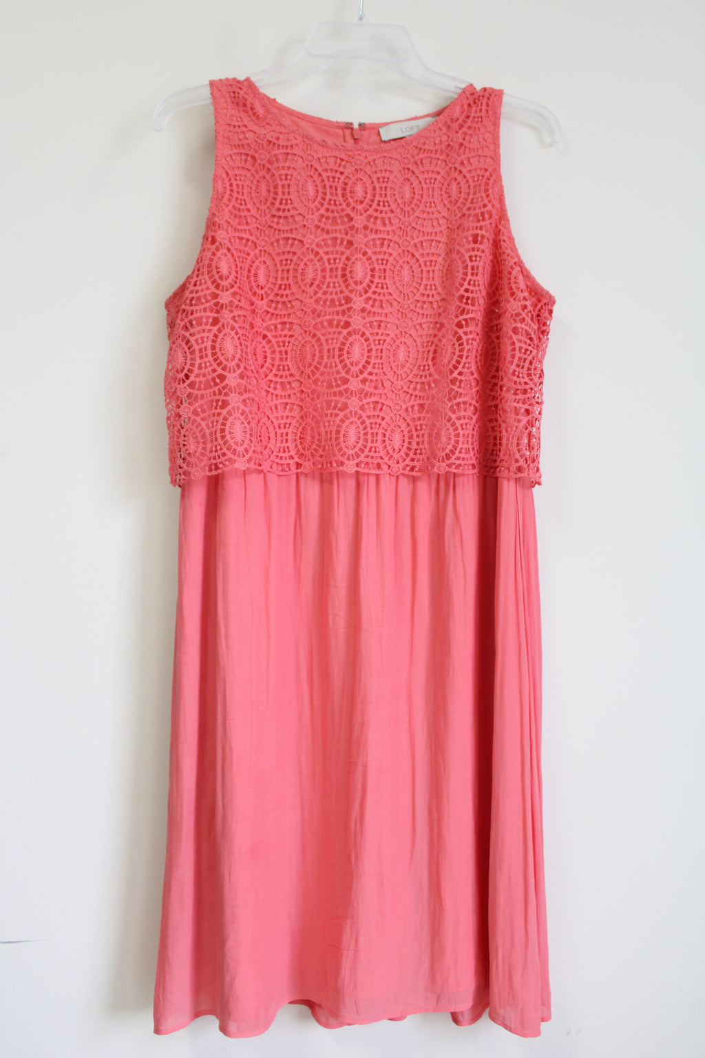 LOFT Pink Lace Top Coral Dress | 12